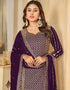 glamorous purple taupe faux georgette heavy designer wedding wear salwar suit with purple taupe faux georgette df-28-10282 Front View